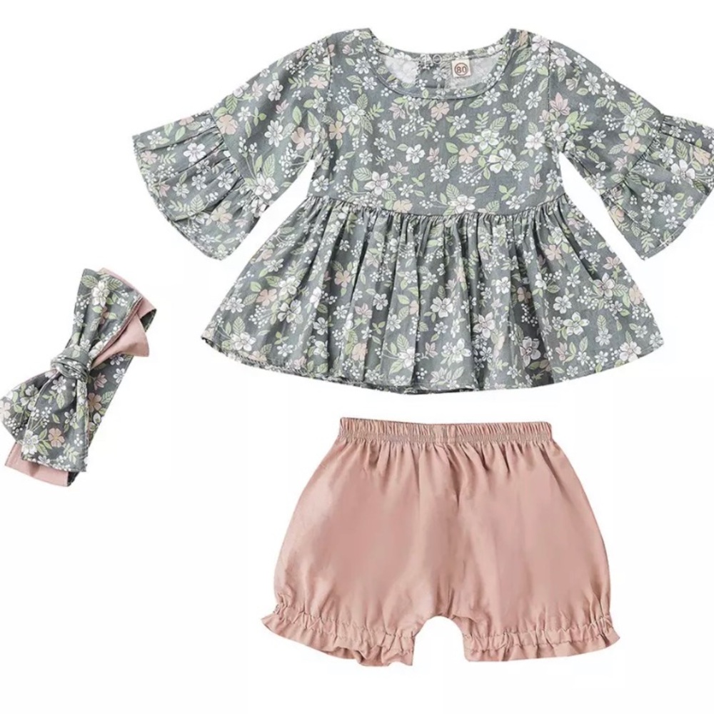 Boutique Style Girls Clothing Top and Shorts Set